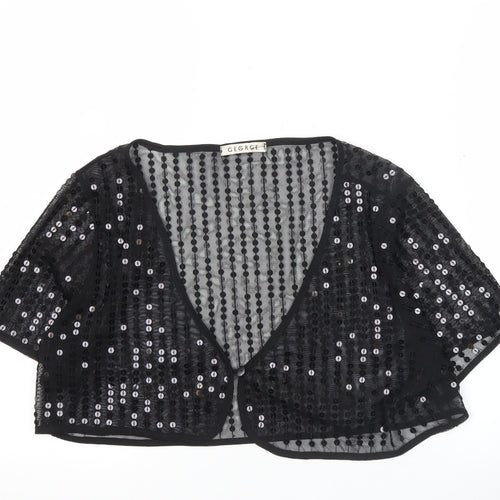 George Women’s Black Sequin Cropped Blouse L Party Evening