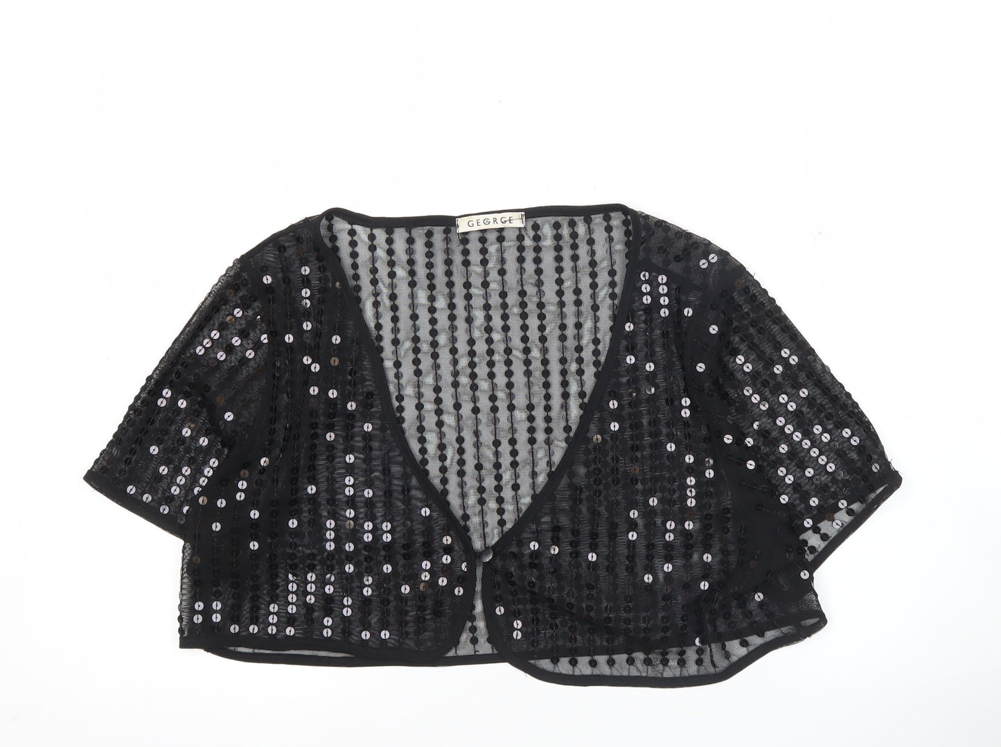 George Women’s Black Sequin Cropped Blouse L Party Evening