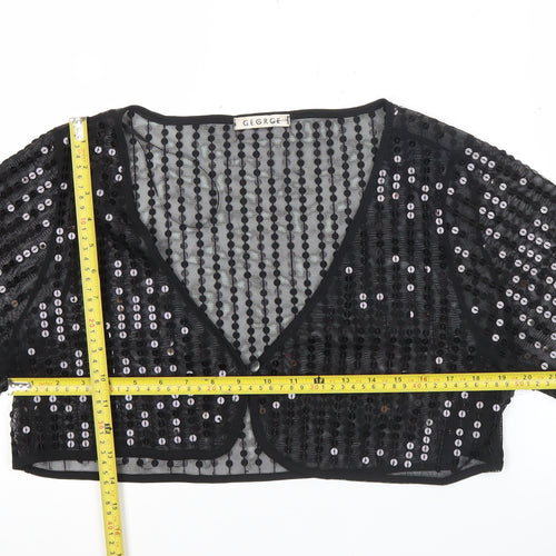 George Women’s Black Sequin Cropped Blouse L Party Evening