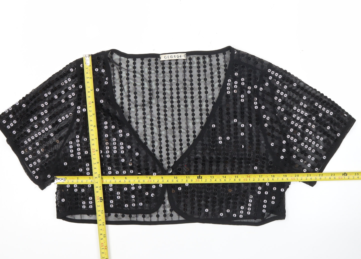 George Women’s Black Sequin Cropped Blouse L Party Evening