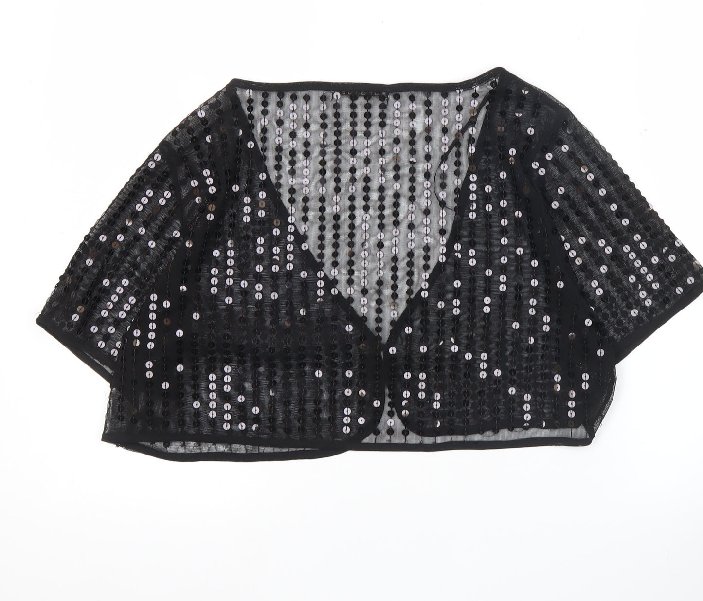 George Women’s Black Sequin Cropped Blouse L Party Evening