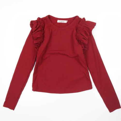 Trendmates Women Red Ruffle Long Sleeve Blouse Size L