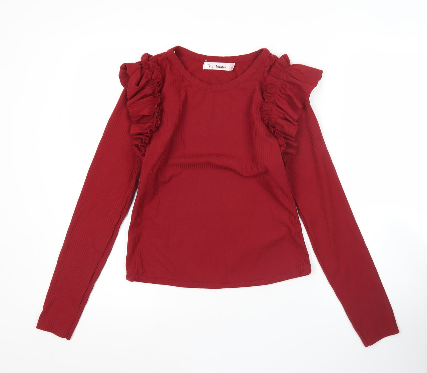 Trendmates Women Red Ruffle Long Sleeve Blouse Size L