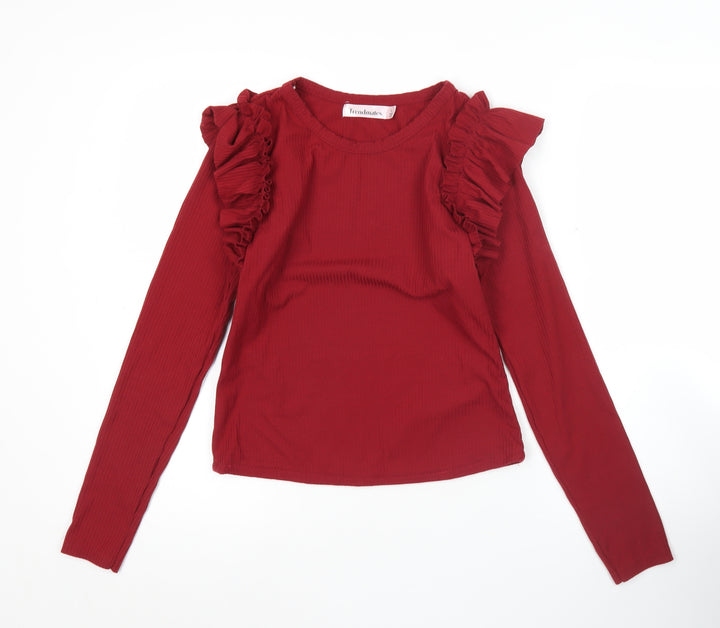 Trendmates Women Red Ruffle Long Sleeve Blouse Size L