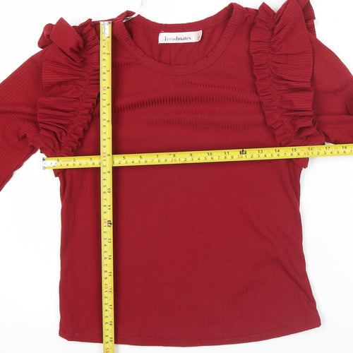 Trendmates Women Red Ruffle Long Sleeve Blouse Size L