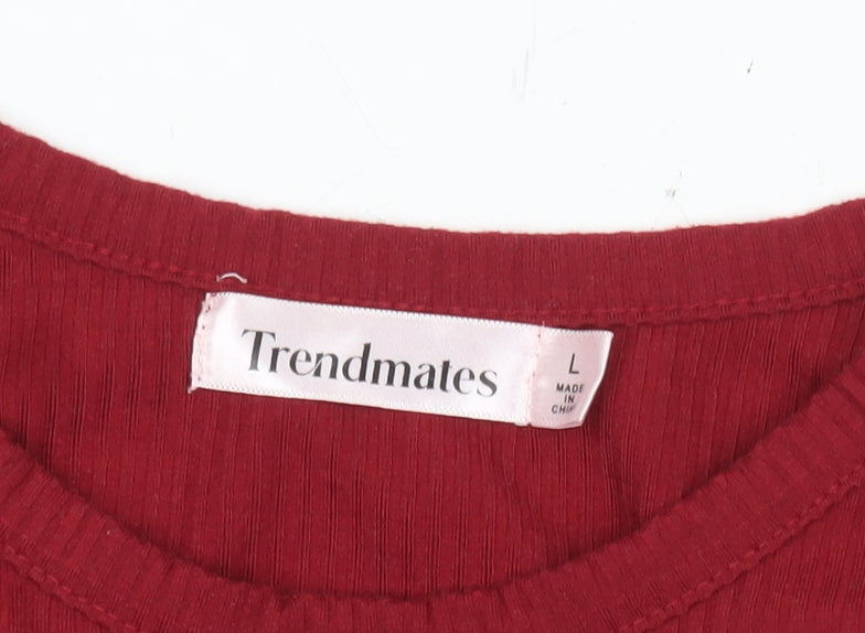Trendmates Women Red Ruffle Long Sleeve Blouse Size L