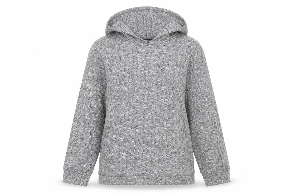Front view of Boohoo Women’s Grey Hoodie, size UK 10, Polyester Blend Pullover