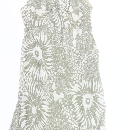 Steilmann Women Grey Floral Shift Dress Size 16 Sleeveless V-Neck