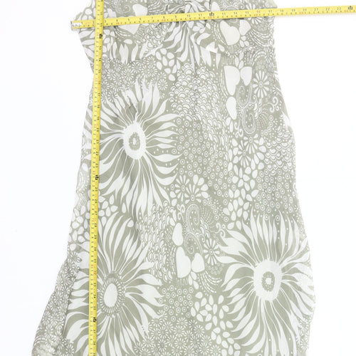 Steilmann Women Grey Floral Shift Dress Size 16 Sleeveless V-Neck