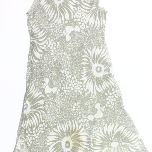 Steilmann Women Grey Floral Shift Dress Size 16 Sleeveless V-Neck