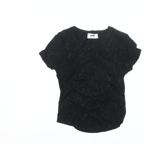 Wallis Women’s Black Floral Stretch Jersey Blouse Top Size 10