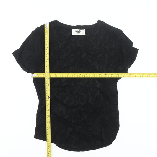 Wallis Women’s Black Floral Stretch Jersey Blouse Top Size 10