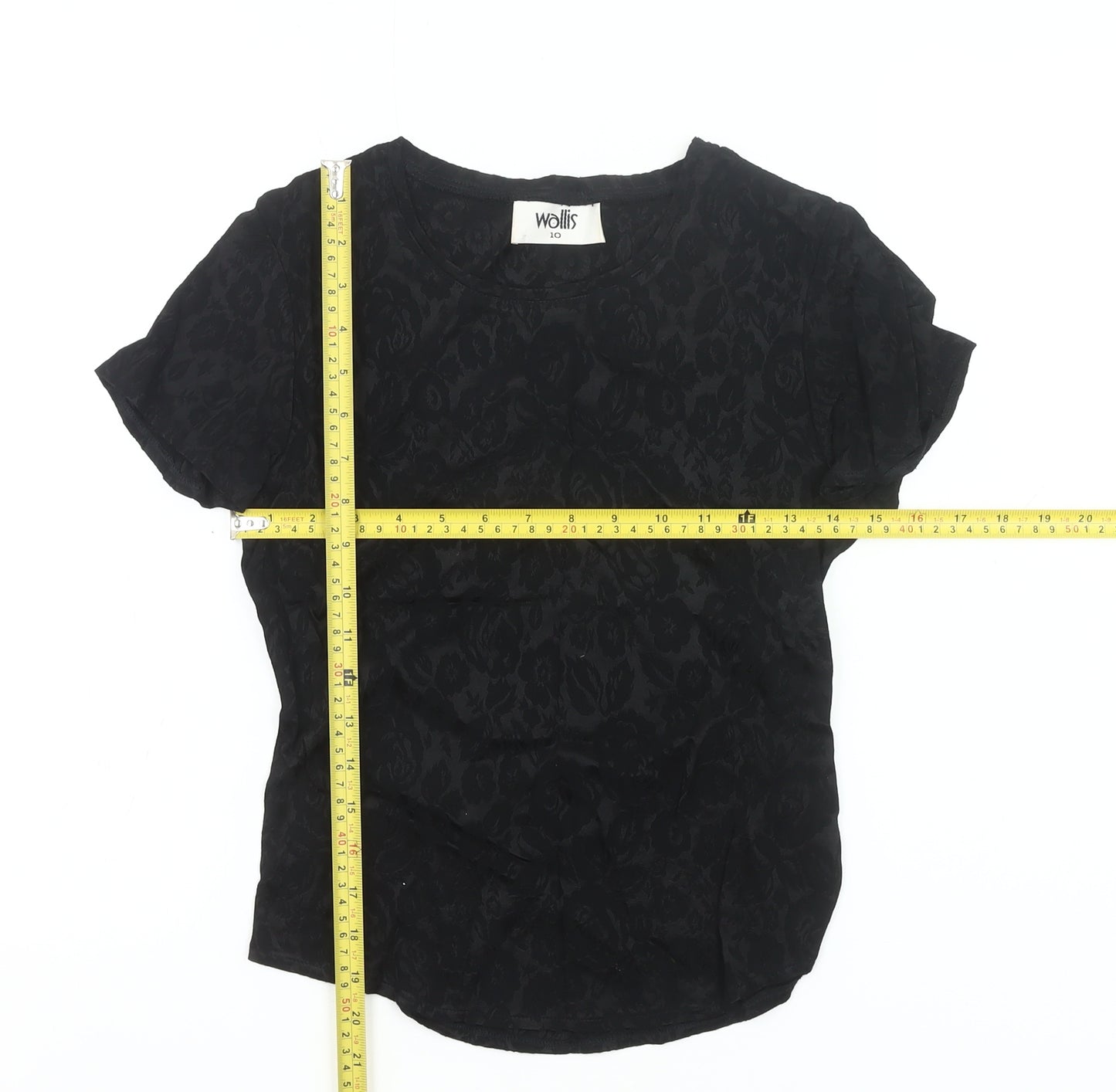 Wallis Women’s Black Floral Stretch Jersey Blouse Top Size 10