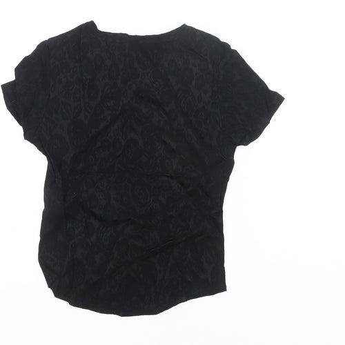 Wallis Women’s Black Floral Stretch Jersey Blouse Top Size 10