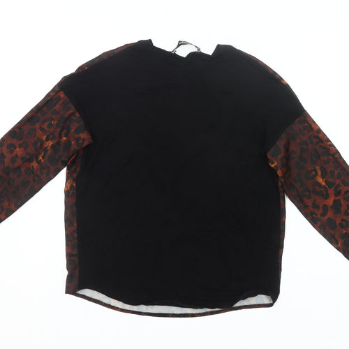 Mango Women’s Brown Leopard Print V-Neck Long Sleeve Blouse Size 8
