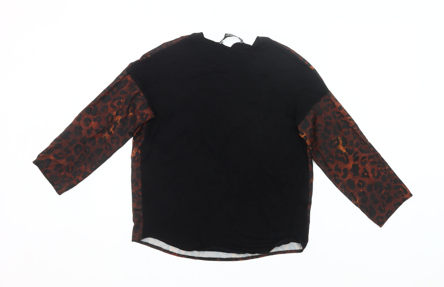 Mango Women’s Brown Leopard Print V-Neck Long Sleeve Blouse Size 8