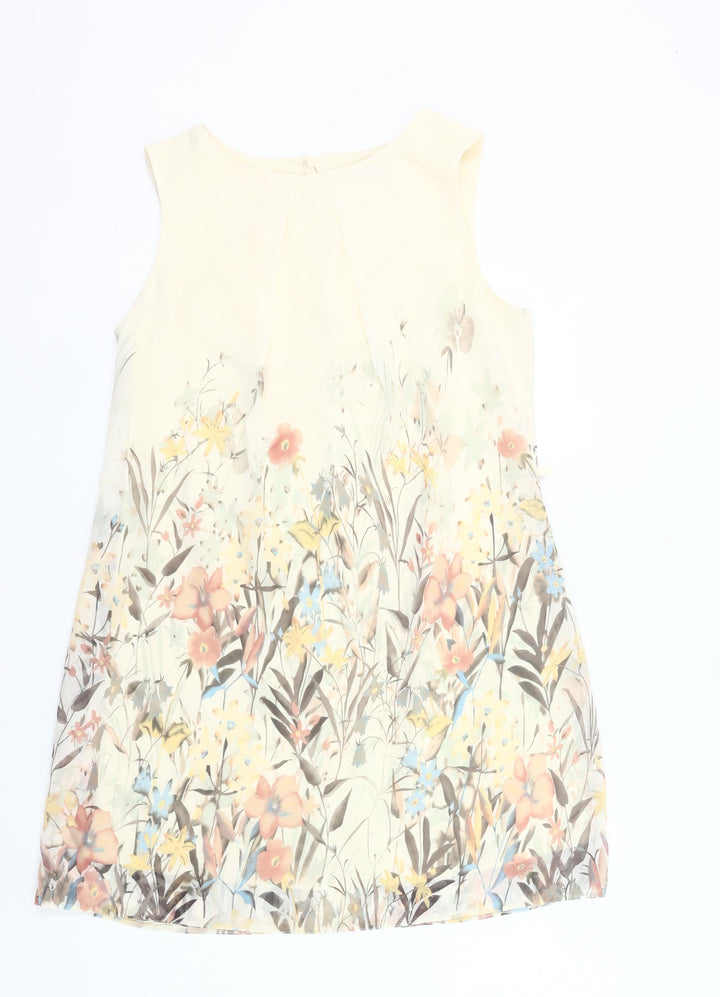 Atmosphere Women’s Ivory Floral Shift Dress Size 12 Sleeveless
