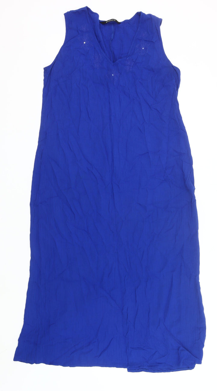 Essence Women's Blue Viscose Midi Shift Dress Size 18