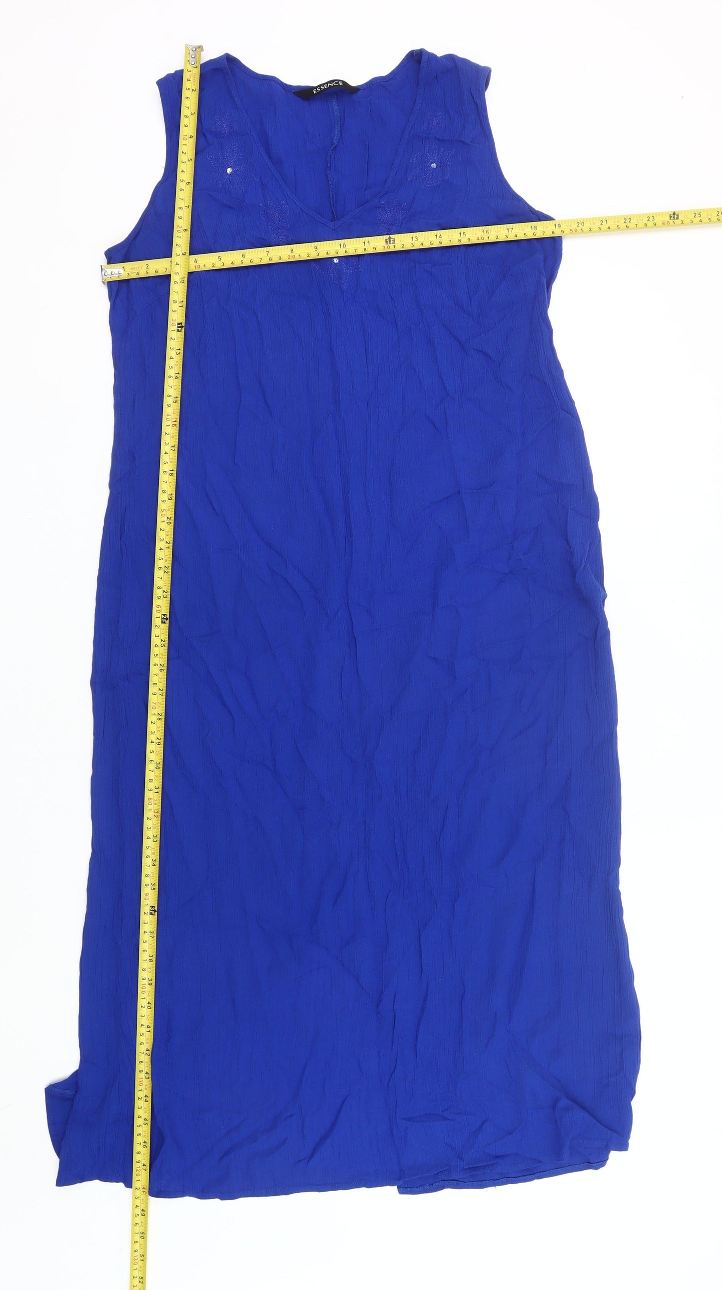 Essence Women's Blue Viscose Midi Shift Dress Size 18