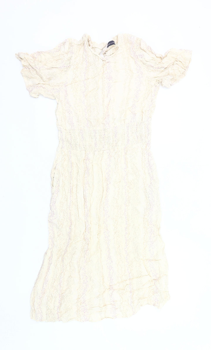 Marks and Spencer Women’s Beige Midi Dress Size 12 A-Line