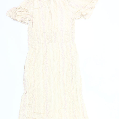 Marks and Spencer Women’s Beige Midi Dress Size 12 A-Line