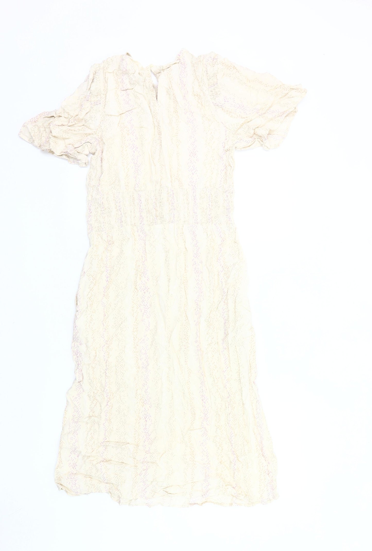 Marks and Spencer Women’s Beige Midi Dress Size 12 A-Line