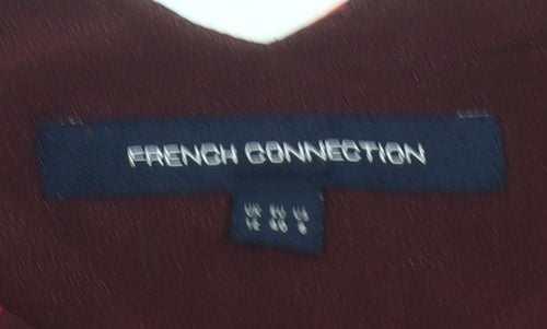 French Connection Women Red Silk Camisole Top Size 8 Geometric V-Neck