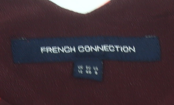 French Connection Women Red Silk Camisole Top Size 8 Geometric V-Neck