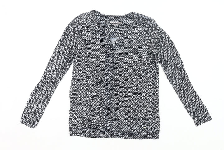 Gerry Weber Women’s Black Geometric Blouse Size 8 Long Sleeve V-Neck