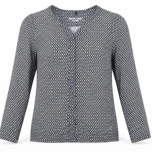 Gerry Weber Women’s Black Geometric Blouse Size 8 Long Sleeve V-Neck