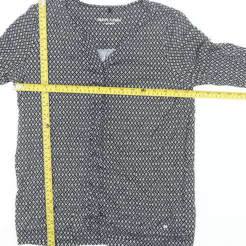 Gerry Weber Women’s Black Geometric Blouse Size 8 Long Sleeve V-Neck