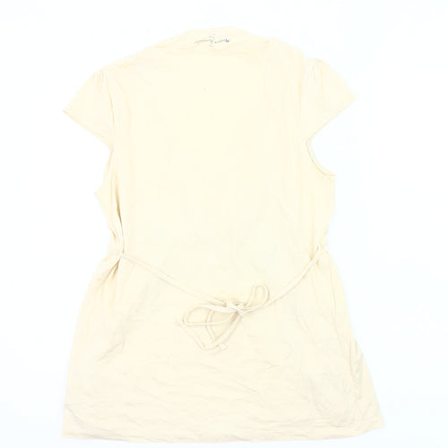 Monsoon Women’s Beige Floral Tunic T-Shirt UK 12 V-Neck Cotton
