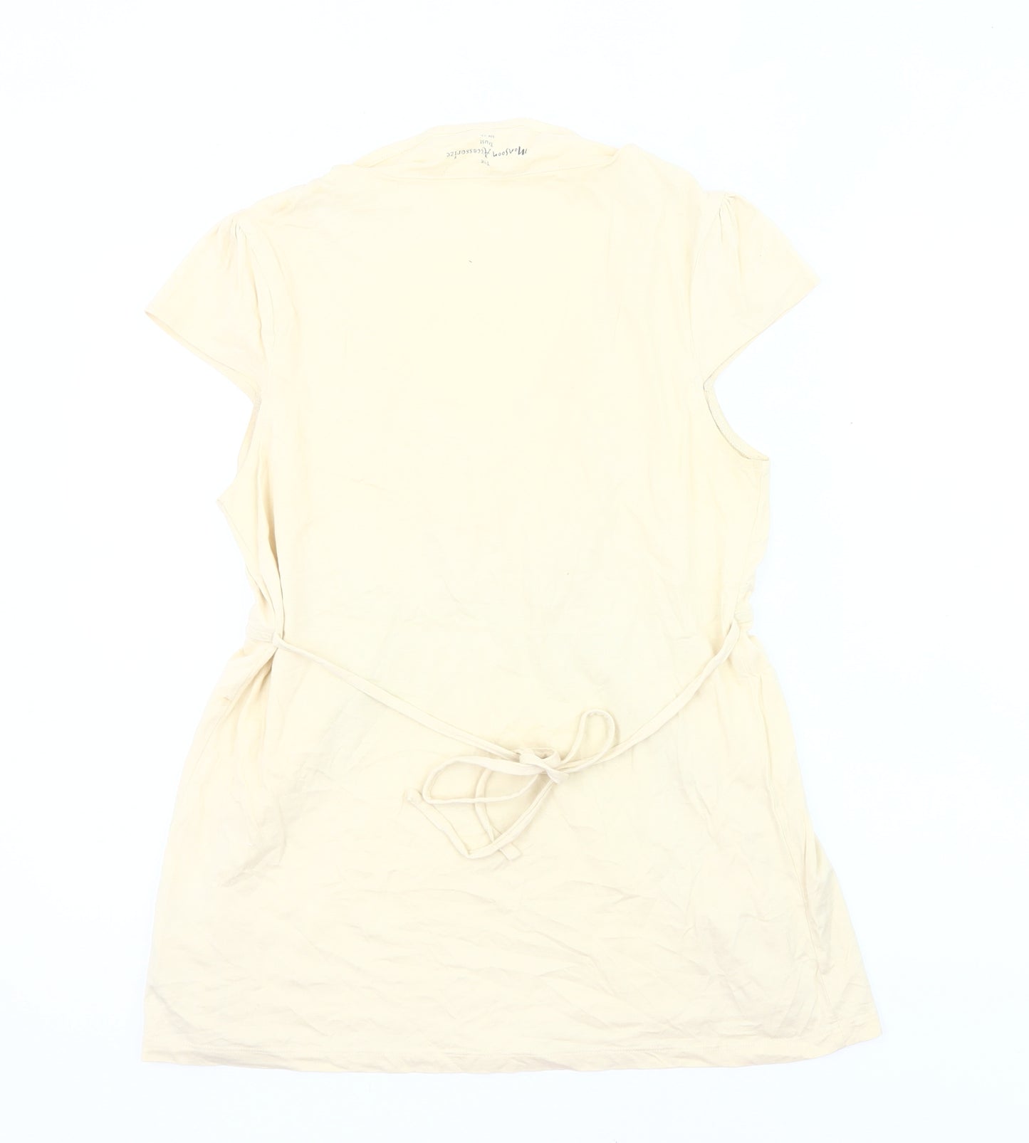 Monsoon Women’s Beige Floral Tunic T-Shirt UK 12 V-Neck Cotton