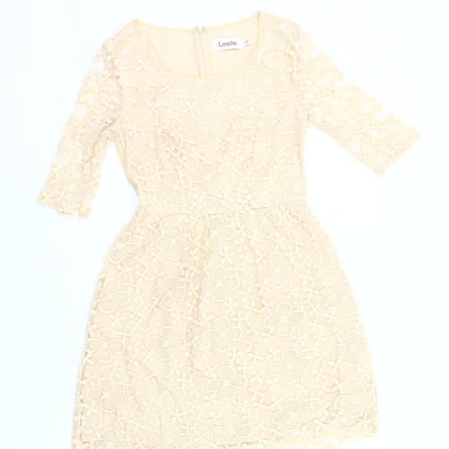 Louche Women Beige Size 8 Shift Lace Dress Wedding Party