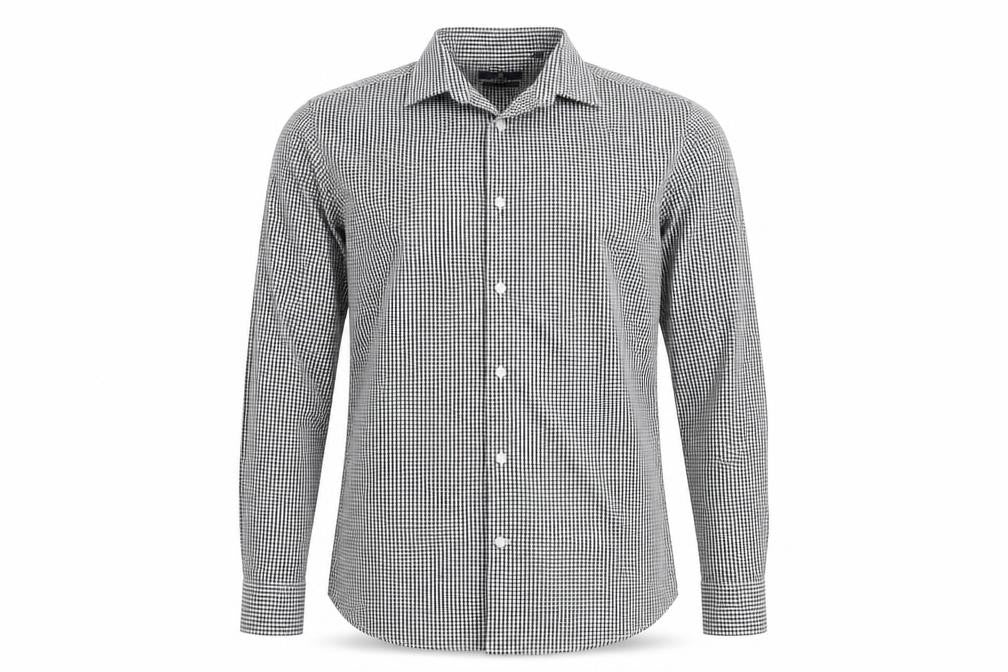 Next Mens Slim Fit Black Check Long Sleeve Button-Up Shirt Size 15.5