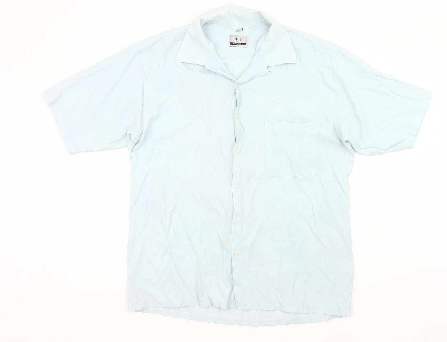 Peter Werth Men’s Blue Short Sleeve Button-Up Shirt L