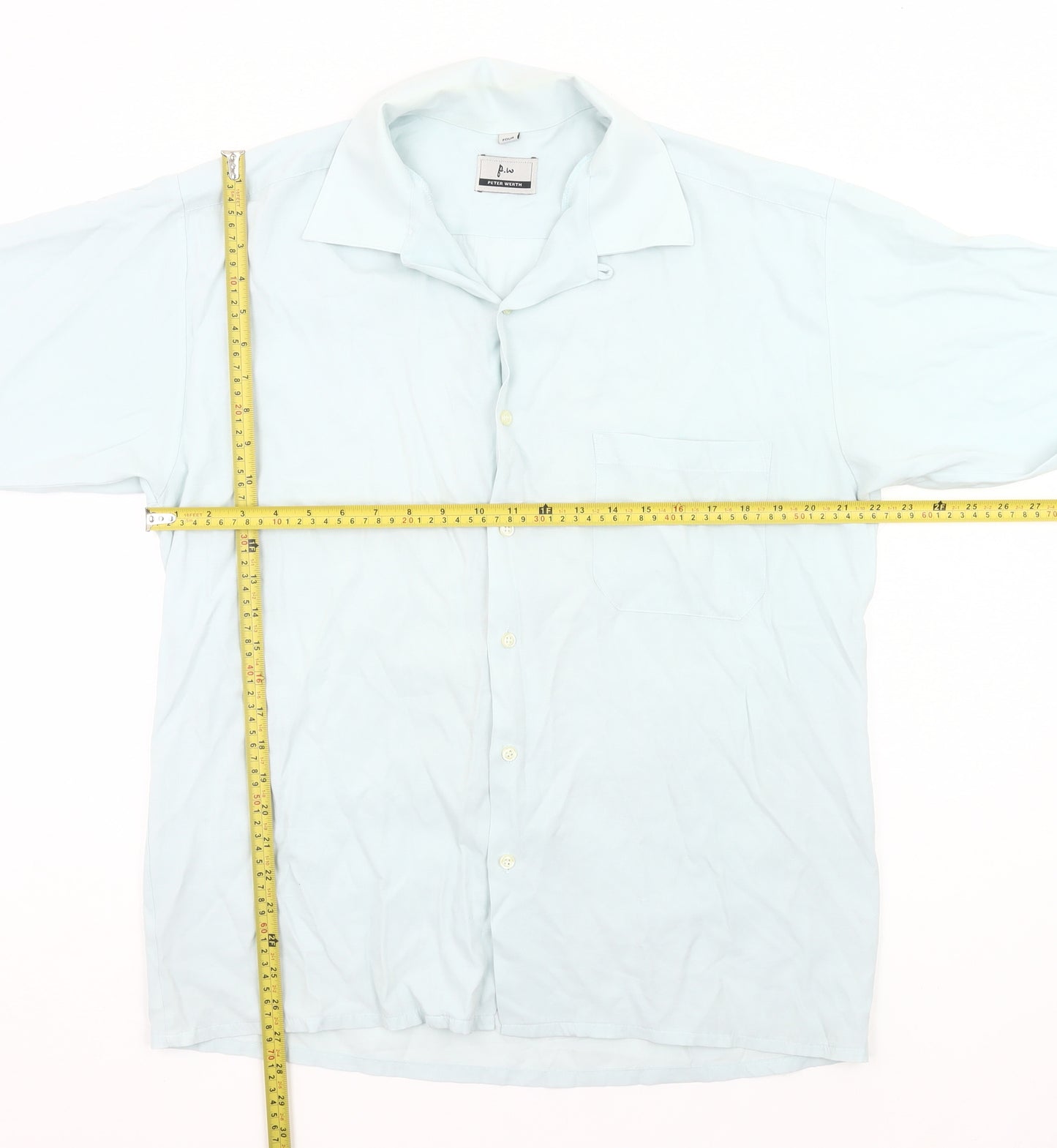 Peter Werth Men’s Blue Short Sleeve Button-Up Shirt L