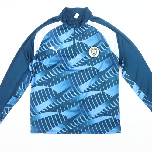 Puma Men’s Manchester City Blue Small 1/4 Zip Football Sweatshirt