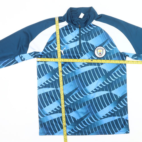 Puma Men’s Manchester City Blue Small 1/4 Zip Football Sweatshirt