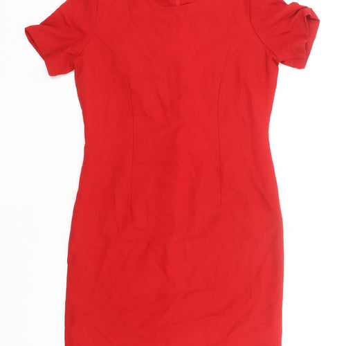 Marks and Spencer Women’s Red Sheath Dress Size 10 Short Sleeve Workwear