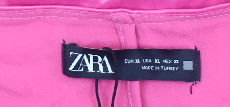 Zara Women Pink Short Satin Pencil Skirt XL Lightweight