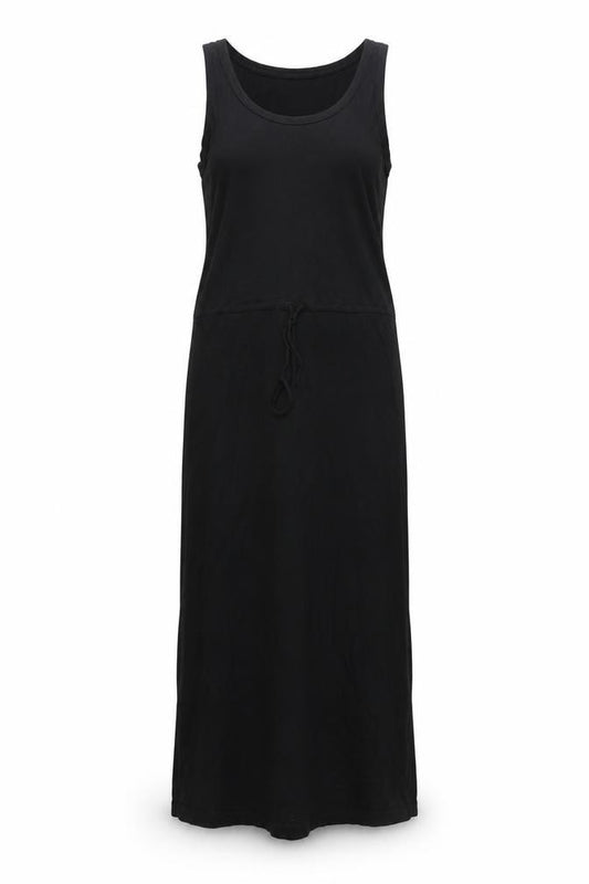 Front view of Gap Women's Black XS Tank Maxi Dress Scoop Neck Woven Cotton