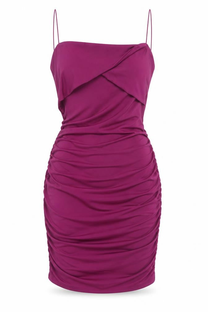 Oh Polly Women’s Purple Bodycon Mini Dress UK 6 Party Ruched