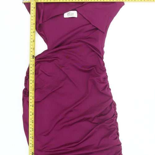 Oh Polly Women’s Purple Bodycon Mini Dress UK 6 Party Ruched