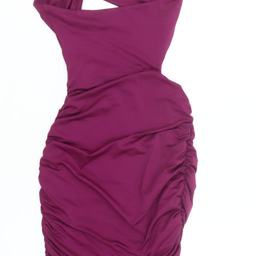Oh Polly Women’s Purple Bodycon Mini Dress UK 6 Party Ruched