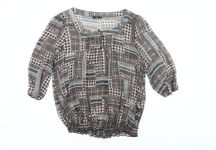 M&Co. Women’s Multicoloured Size 18 Boho Tunic Blouse 3/4 Sleeve