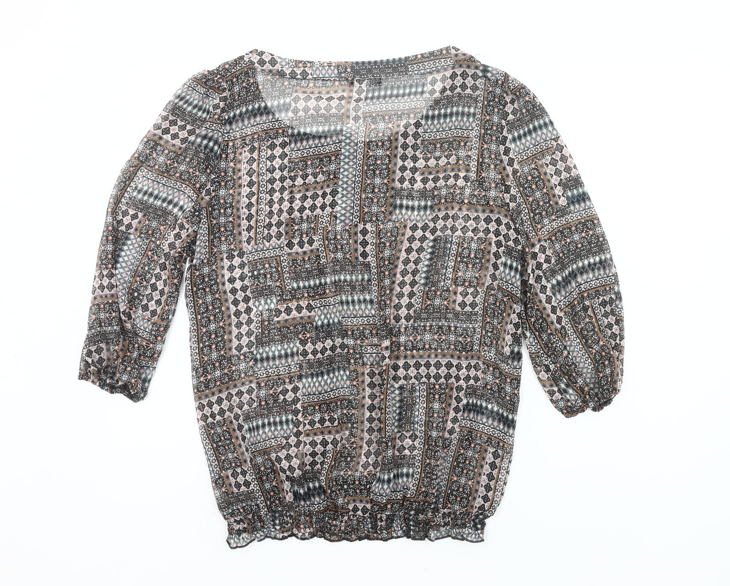 M&Co. Women’s Multicoloured Size 18 Boho Tunic Blouse 3/4 Sleeve
