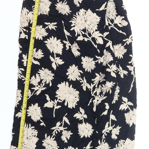Country Casuals Women’s Black Floral Wrap Midi Skirt Size 10 Cupro