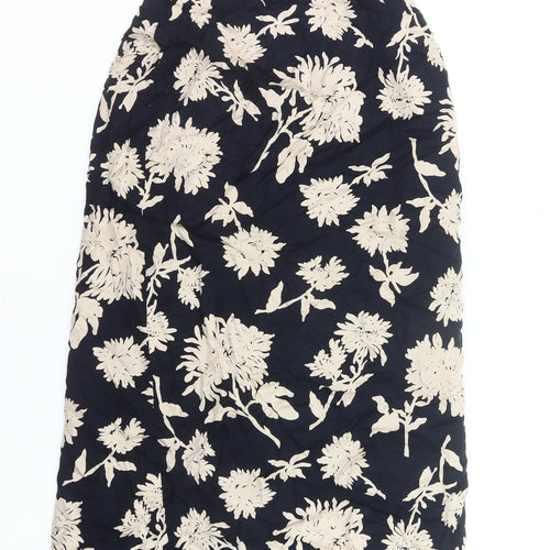 Country Casuals Women’s Black Floral Wrap Midi Skirt Size 10 Cupro