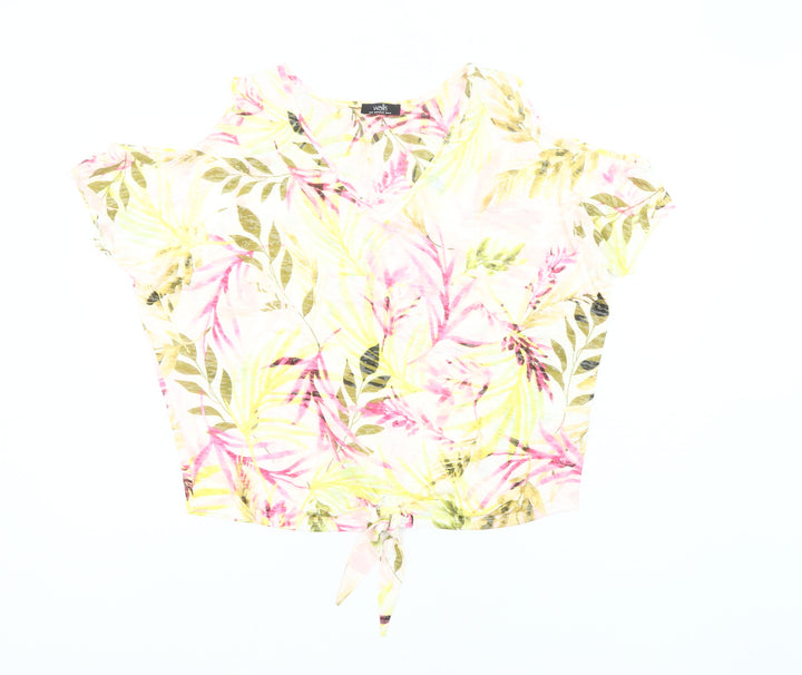 Wallis Womens Multicoloured Floral Cold Shoulder Cropped Blouse UK S